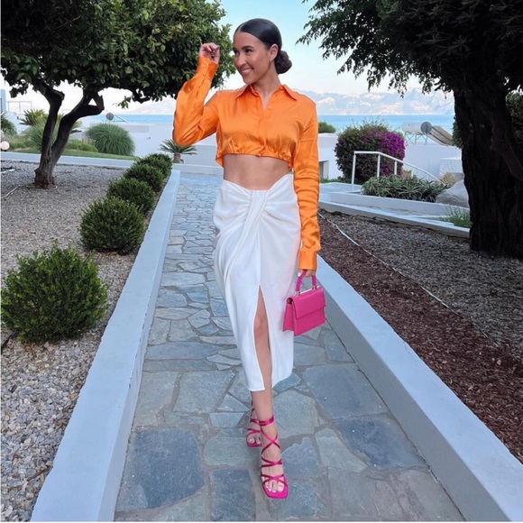 ZARA BLOGGERS fav SATIN EFFECT CROP SHIRT - Picture 3 of 10